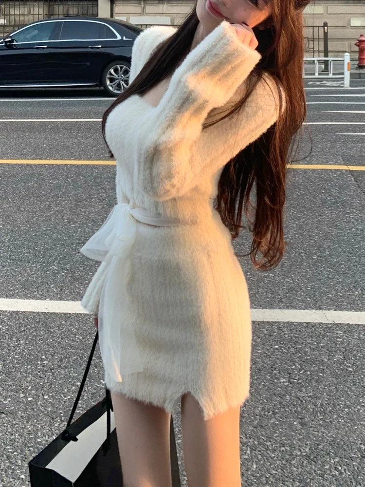 CITSLX 2024 Autumn Knitted Sweater Suits Female Elegant 2 Piece Skirts Korean Fashion Even Party Y2k Crop Tops Japanese Kawaii Clothing