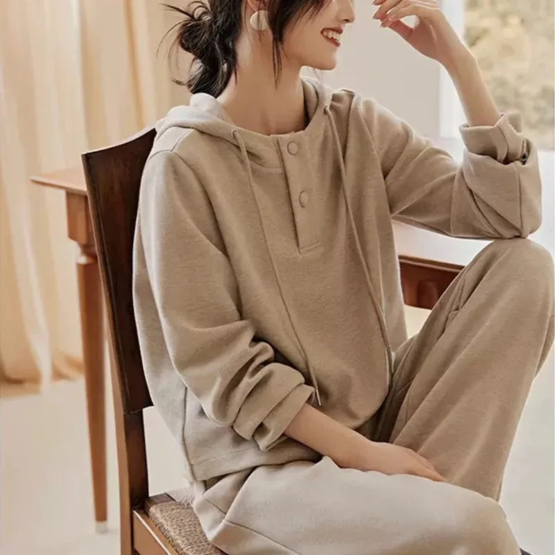 CITSLX 2024 Autumn New Fashion Korean Edition Dress Up Women's Lazy Style Set Casual Sports Hoodie Loose Women's Two Piece Set