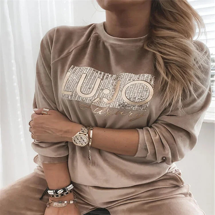 CITSLX 2024 New Arrival Women's Sweatshirt with Pearls Embroidery and Handprinted Design Autumn/Winter Collection from Cross-border Eur