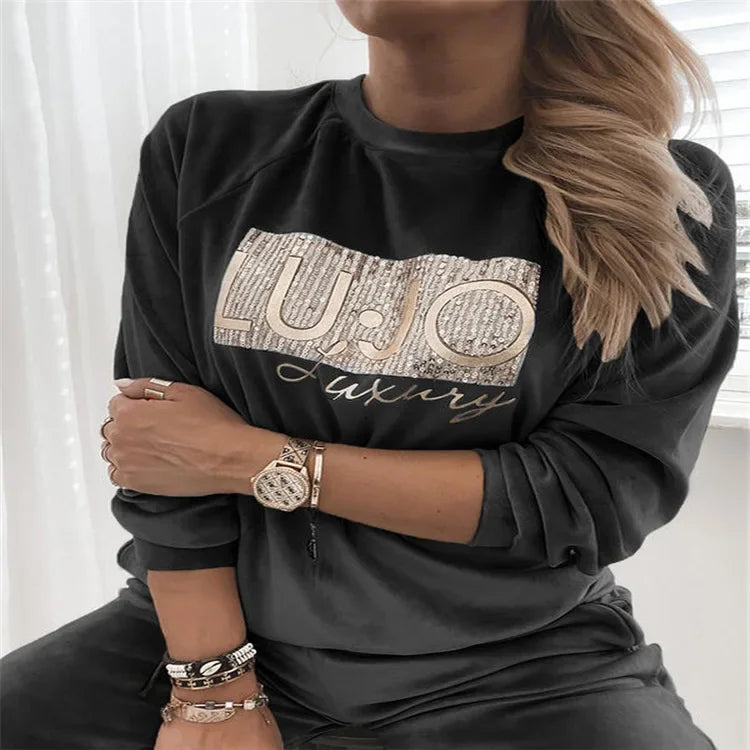 CITSLX 2024 New Arrival Women's Sweatshirt with Pearls Embroidery and Handprinted Design Autumn/Winter Collection from Cross-border Eur