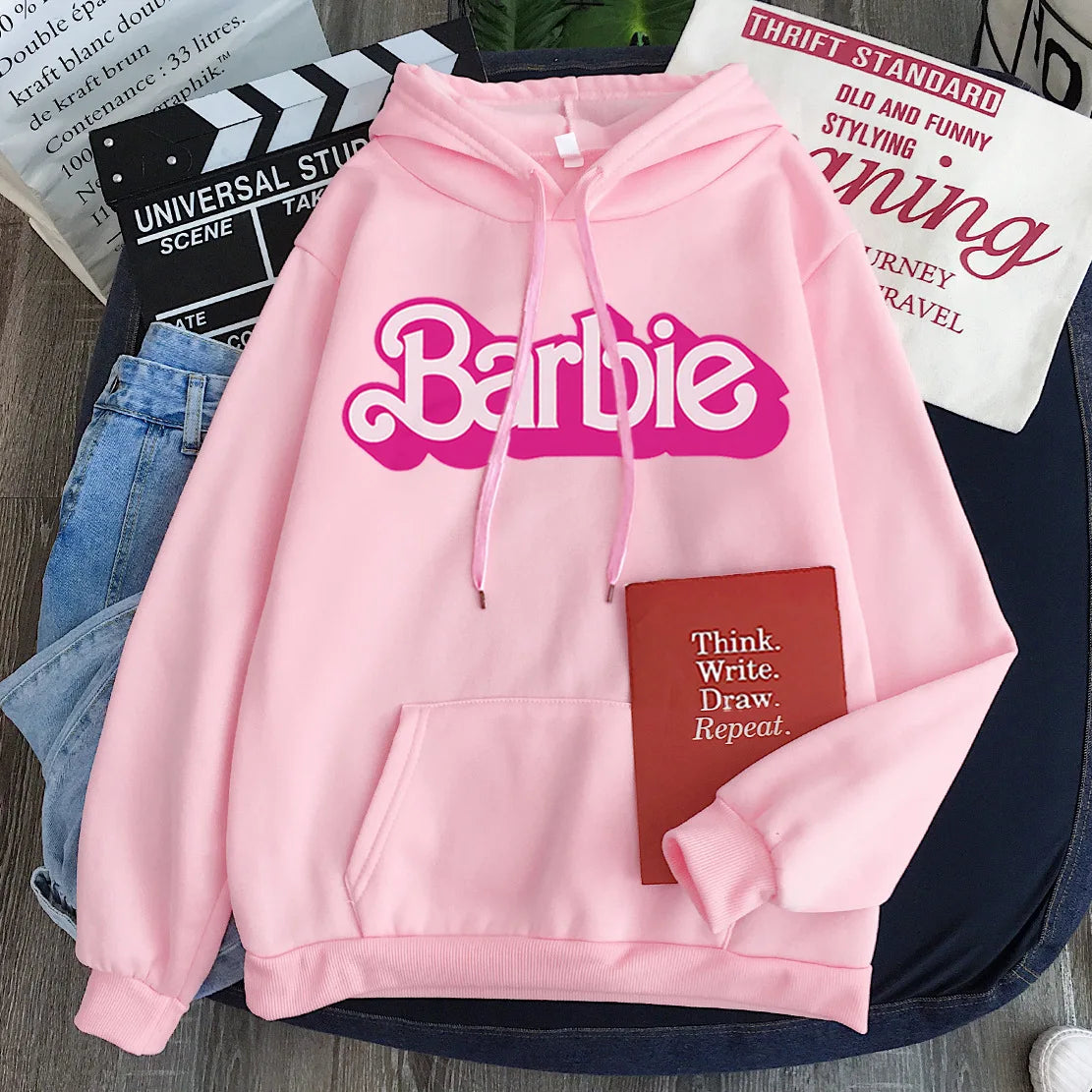 CITSLX 2024 New Autumn Popular Barbie Cartoon Peripheral Hooded Sweatshirt Girls Y2K High Quality Casual Fashion Y2K Printed Tops Gift