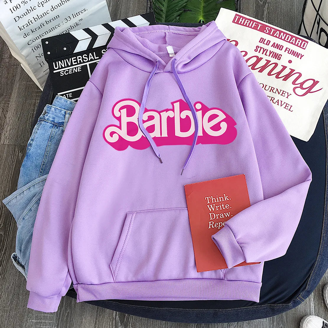 CITSLX 2024 New Autumn Popular Barbie Cartoon Peripheral Hooded Sweatshirt Girls Y2K High Quality Casual Fashion Y2K Printed Tops Gift