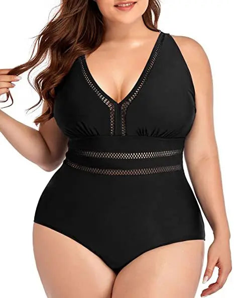 CITSLX 2024 New European and American Cross-border One-piece Swimsuit Women's Splicing Cutout Print Swimsuit V-Neck Plus Size Bikini