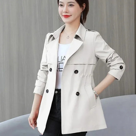 CITSLX 2024 New Short Coat Windbreaker Women's Spring Autumn Trench Coat Korean Short Ladies Solid Coat Women Double Bbreasted Outwear