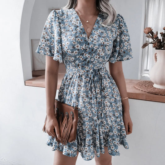 CITSLX 2024 Spring and Summer New European and American Fashion Printed Chiffon Sexy Dress for Women