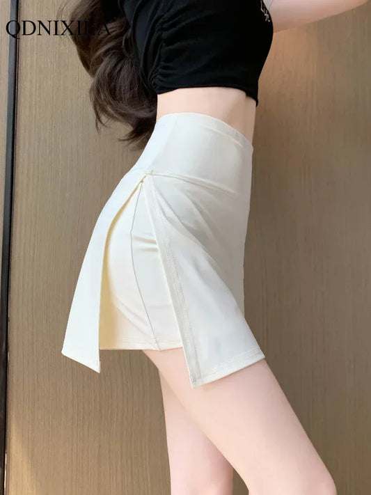 CITSLX 2024 Summer New Korean Style Women's Skirts Side Slit Hight Waist Sports A-line Yoga Skirts Shorts Elegant Hip Wrap Skirt Pants