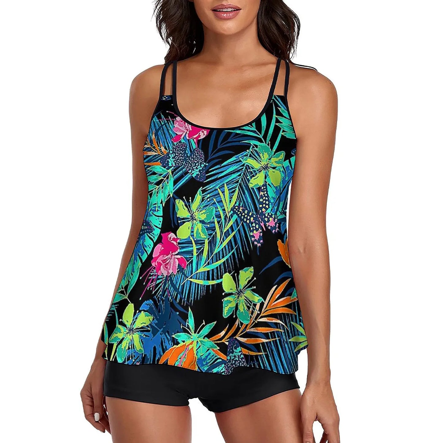 CITSLX 2024 Women Floral Printing Bathing Suit Female Two Pieces Swimsuit Female Sexy Bikini Swimwear Summer Ladies Loose Tankini Sets