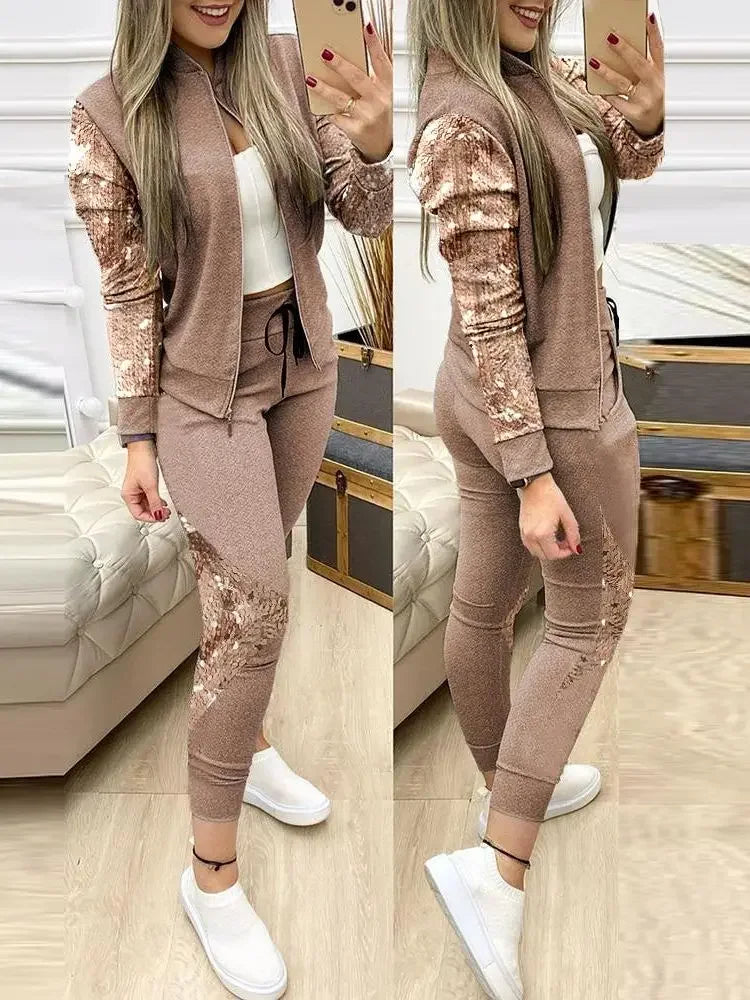 CITSLX 2024 Women Two Piece Set Outfits Autumn Women's Tracksuit Zipper Top Pants Casual Sport Suit Winter 2 Piece Woman Set