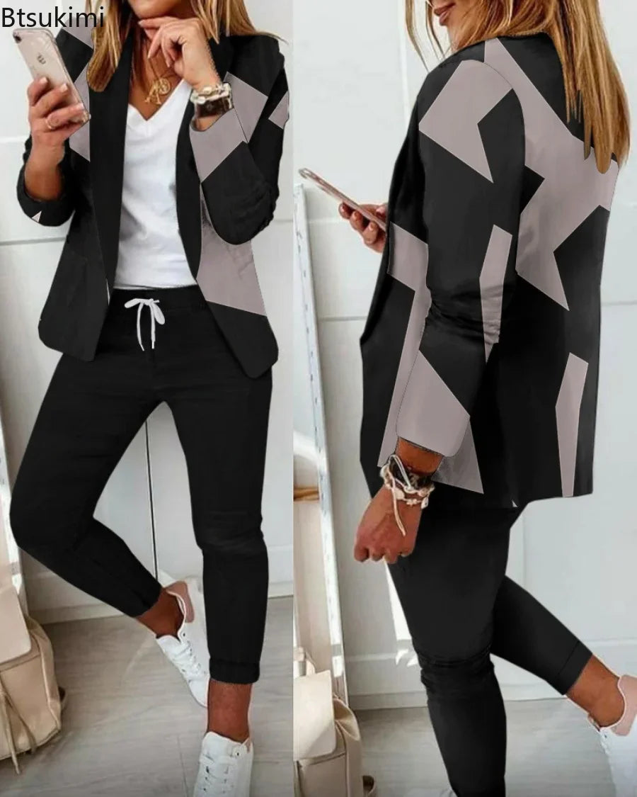 CITSLX 2024 Women's Suit Sets 2-piece Jacket + Pants Spring Autumn Slim Fit Formal Office Women Long Sleeve Blazer Sets Clothing Sets