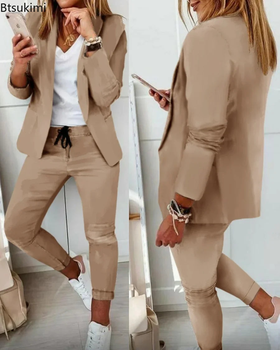 CITSLX 2024 Women's Suit Sets 2-piece Jacket + Pants Spring Autumn Slim Fit Formal Office Women Long Sleeve Blazer Sets Clothing Sets