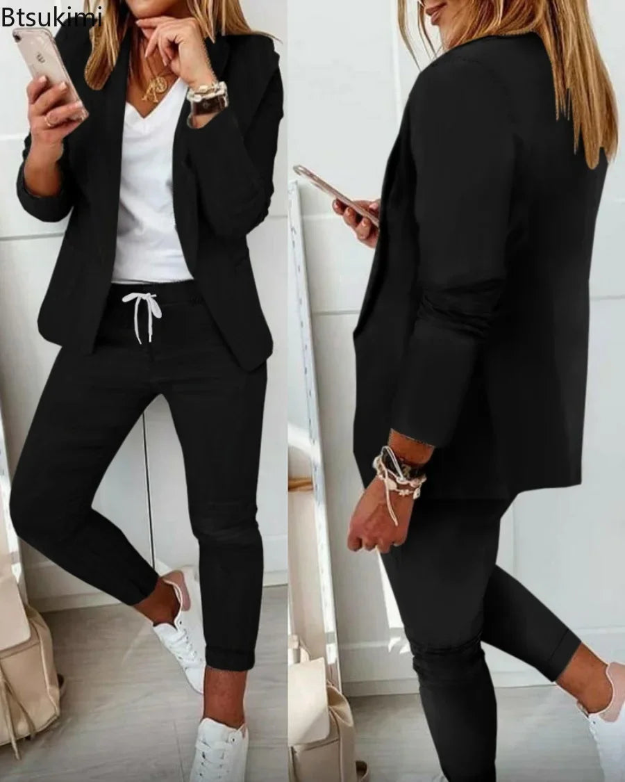 CITSLX 2024 Women's Suit Sets 2-piece Jacket + Pants Spring Autumn Slim Fit Formal Office Women Long Sleeve Blazer Sets Clothing Sets