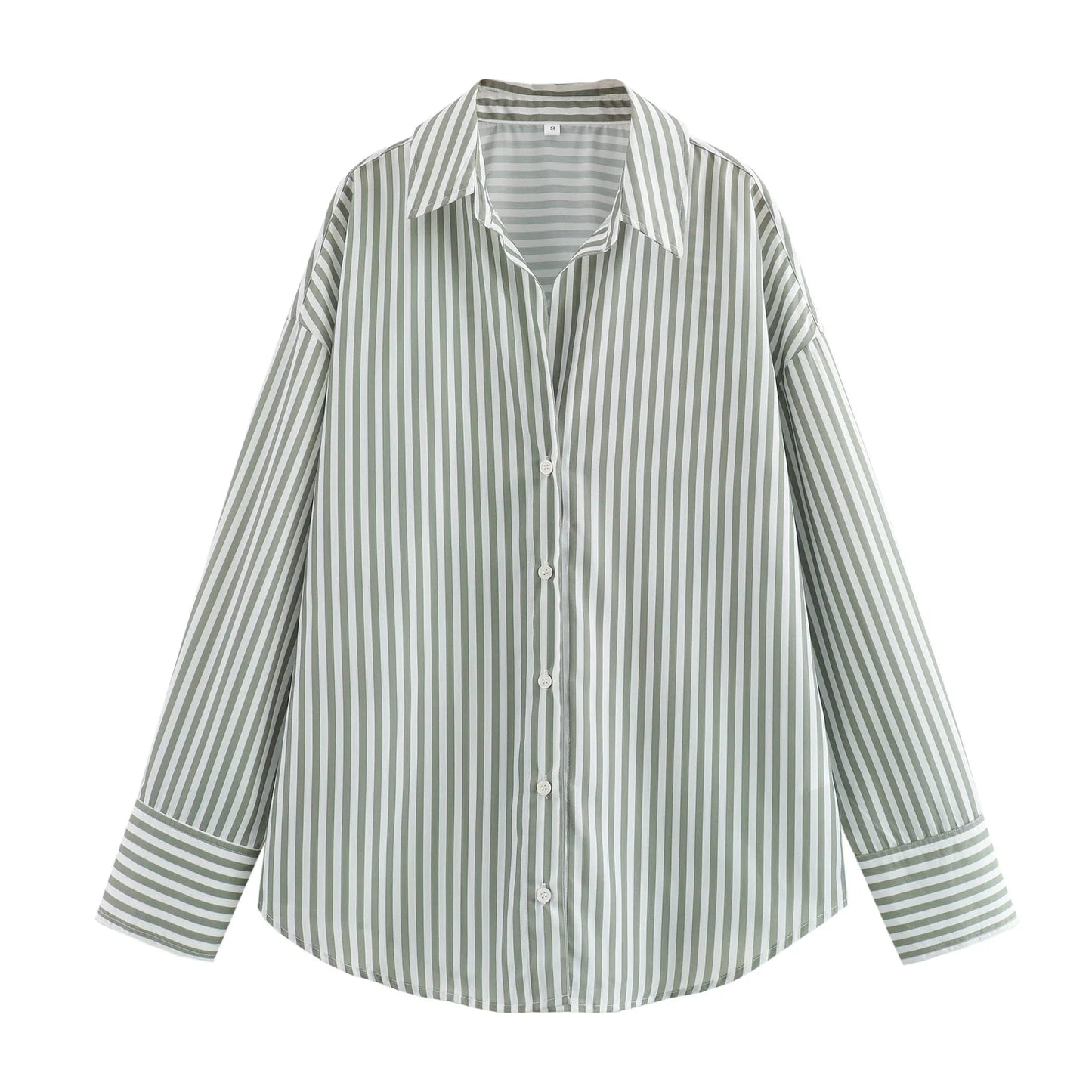 CITSLX 2024 ZAR4 Summer New Women's Wear Versatile European and American Style Stripe Basic Poplin Shirt