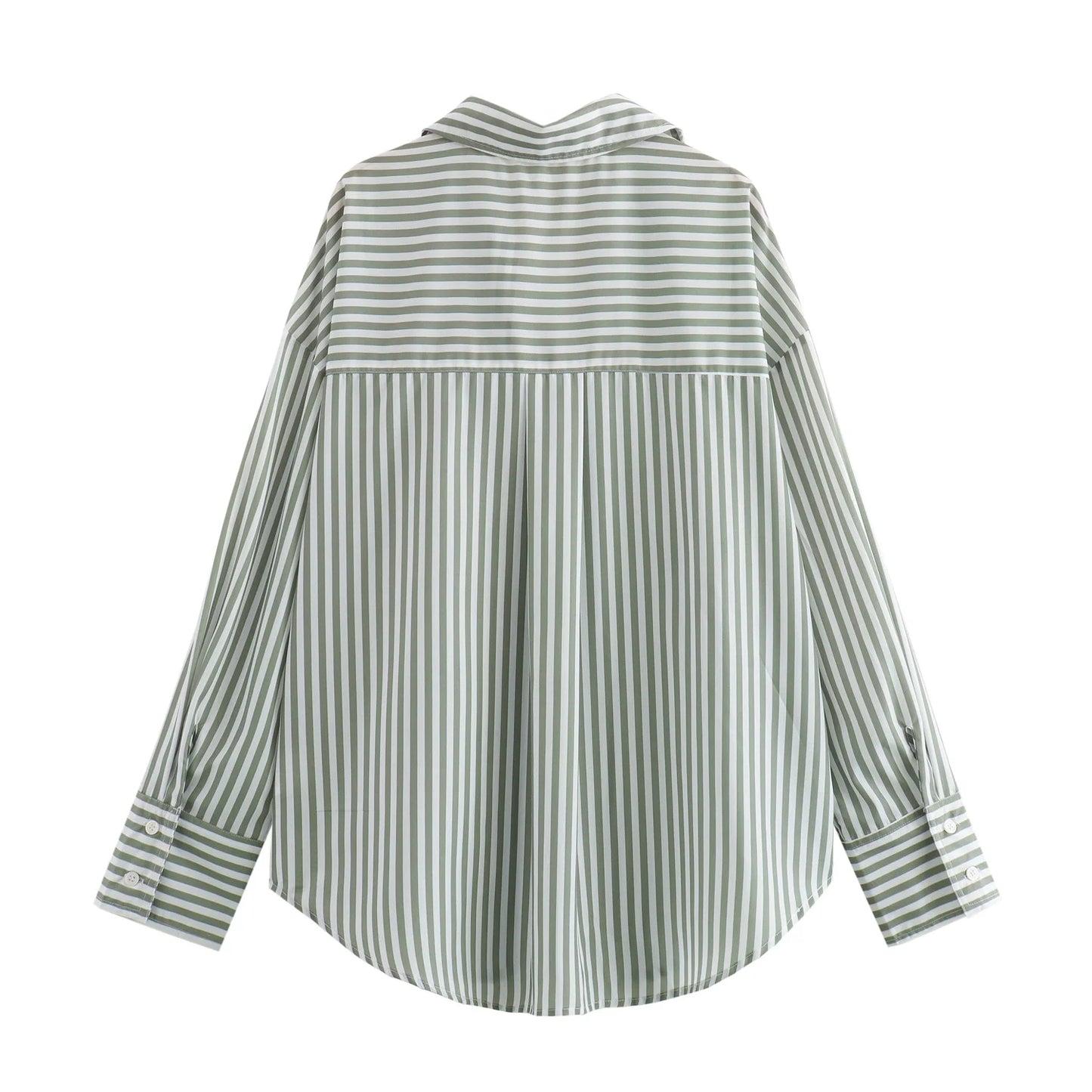 CITSLX 2024 ZAR4 Summer New Women's Wear Versatile European and American Style Stripe Basic Poplin Shirt