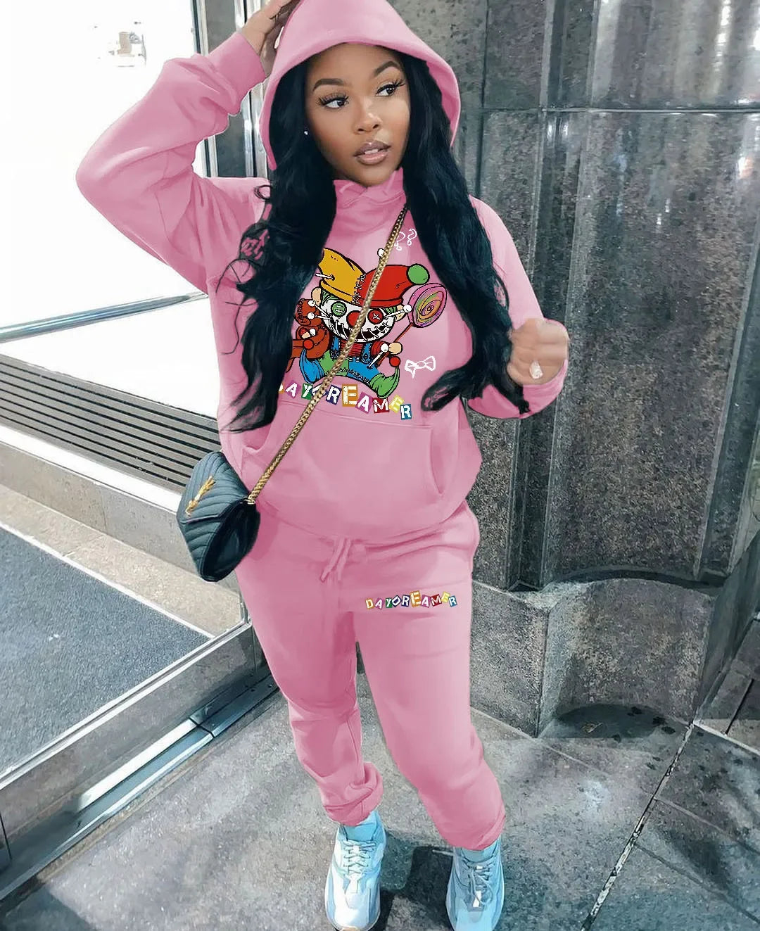 CITSLX 2024Sold Hoodies Set Fashion 2 Piece Set Cartoon Print Hooded Sweatshirt And Sweatpants Long Pants Set Sporty Outfit Tracksuit