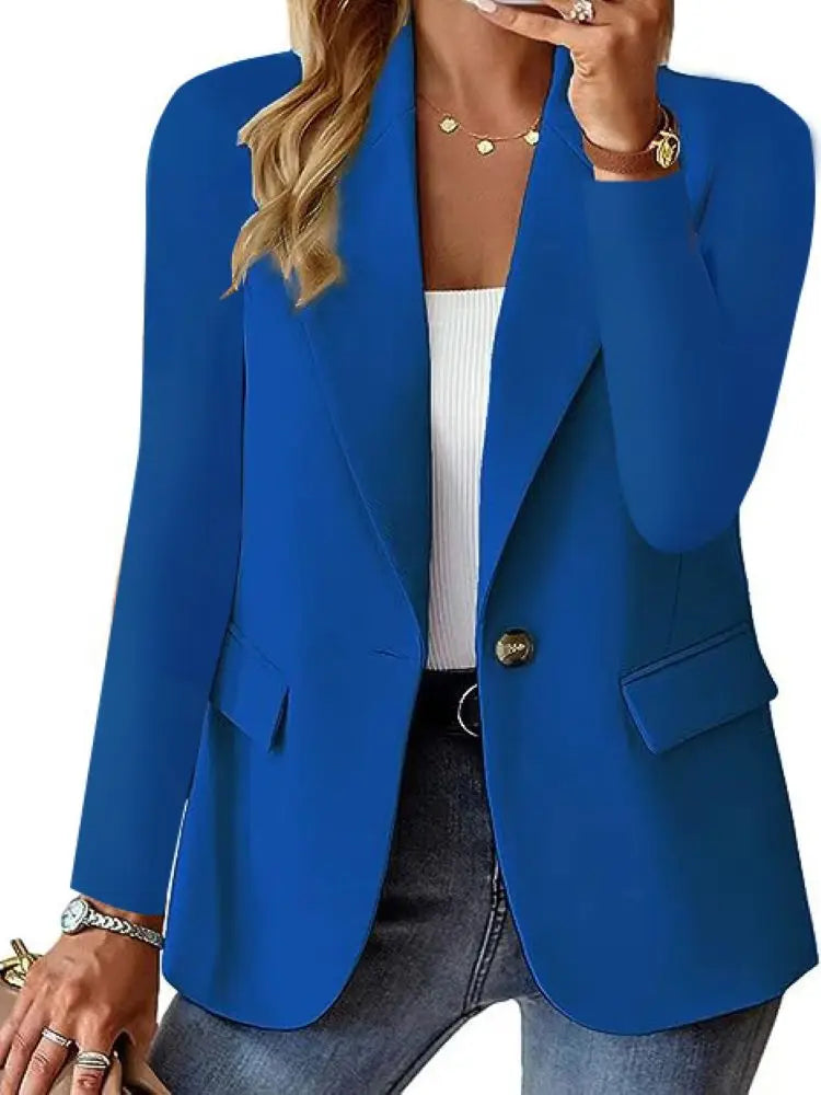 CITSLX 2025 New Women's Fashion Solid Button Suit Coat Lapel Long Sleeve Hatless Casual Coat/Jacket Oversized Work Office Business