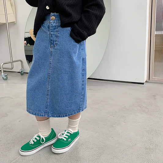 CITSLX 5039C Children Clothes Girl's Skirt 2024 Spring Summer Korean Hot Sale Girl's Long Skirt Fashion Denim Skirt