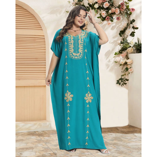 CITSLX African Dashiki Cotton Traditional Dress Abaya For Womens Plus Size Caftan Loose For Women's Kaftan Short Sleeve Cover up