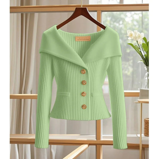 CITSLX Autumn Winter 2025 New Women Cardigan Sweater High Quality Chic Long Sleeve Casual Knitwear Female Clothes Bottoming Shirts Tops