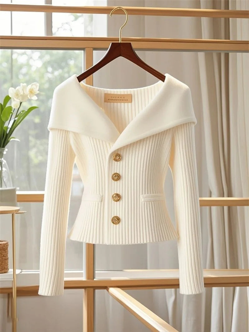 CITSLX Autumn Winter 2025 New Women Cardigan Sweater High Quality Chic Long Sleeve Casual Knitwear Female Clothes Bottoming Shirts Tops