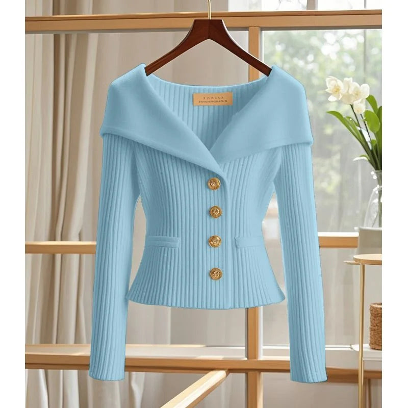 CITSLX Autumn Winter 2025 New Women Cardigan Sweater High Quality Chic Long Sleeve Casual Knitwear Female Clothes Bottoming Shirts Tops