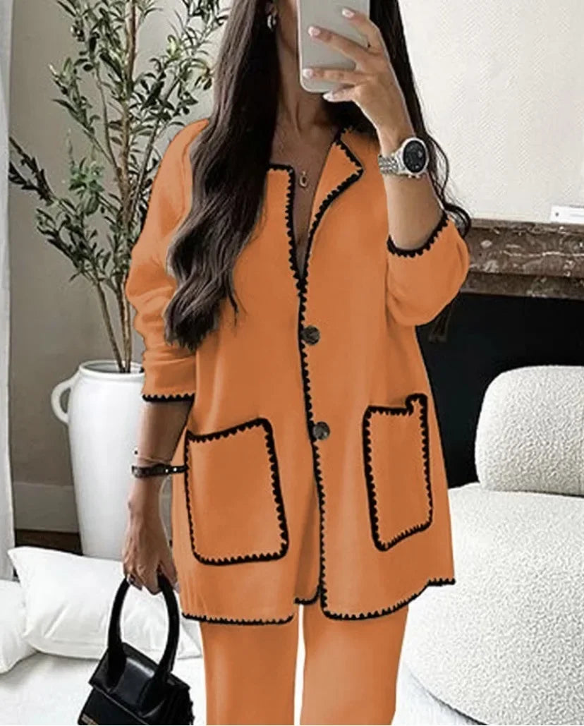 CITSLX Autumn Women Two Piece Sets Regular Round Neck Loose Coats Cardigan Solid Straight Wide Leg Long Pants Set High Waist 2024