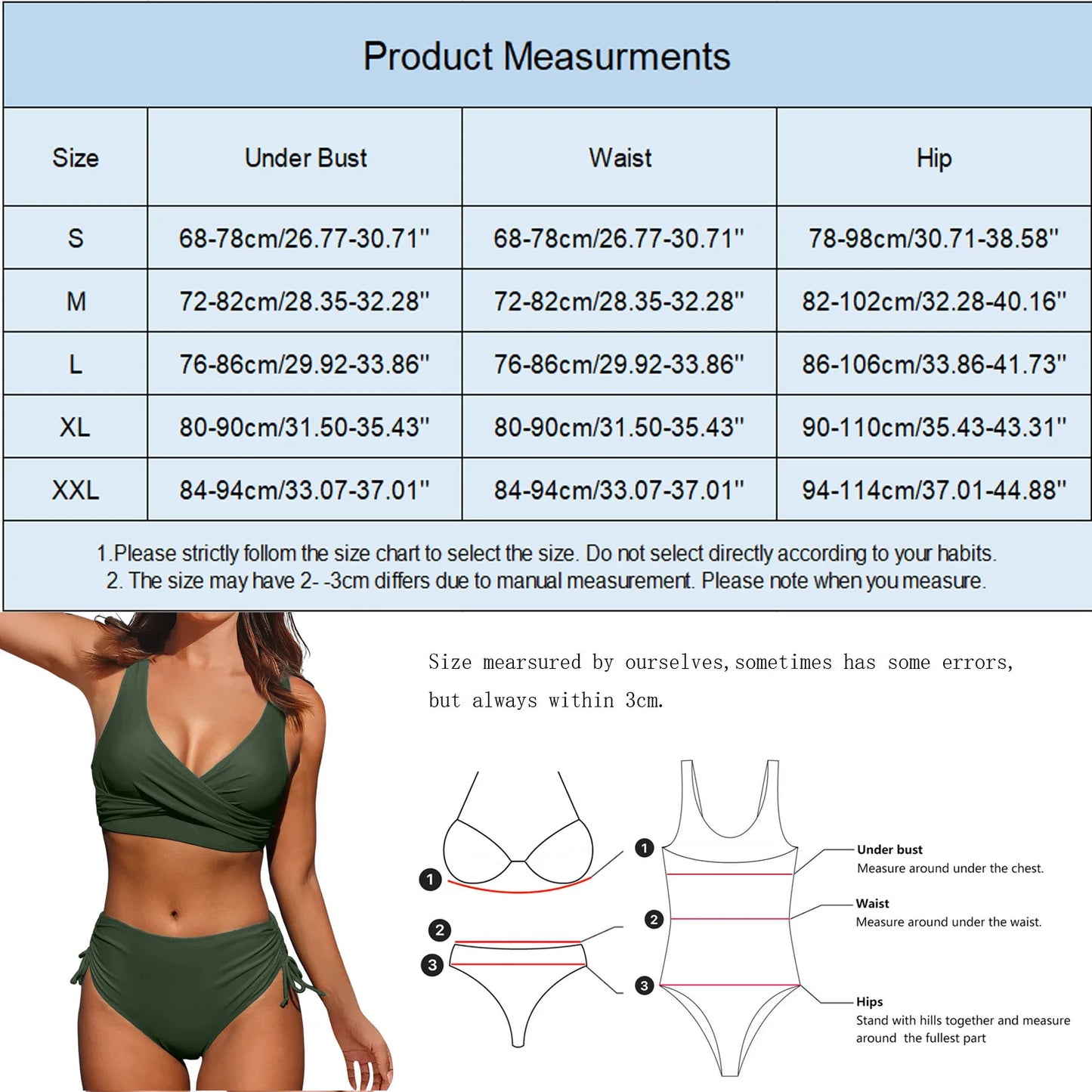 CITSLX Bikini 2024 Women Y2k Two Piece Tankini Swimsuit Solid Color Lace Up Wrinkled Swimwear Hawaiian Surfing Bathing Suit Beachwear