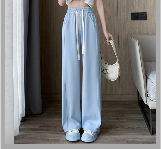 CITSLX Blue Korean Fresh Drape Effect High Waist Trouser Fashion Female Summer Baggy Wide Leg Pants Street Classic Women Sweatpants Y2k