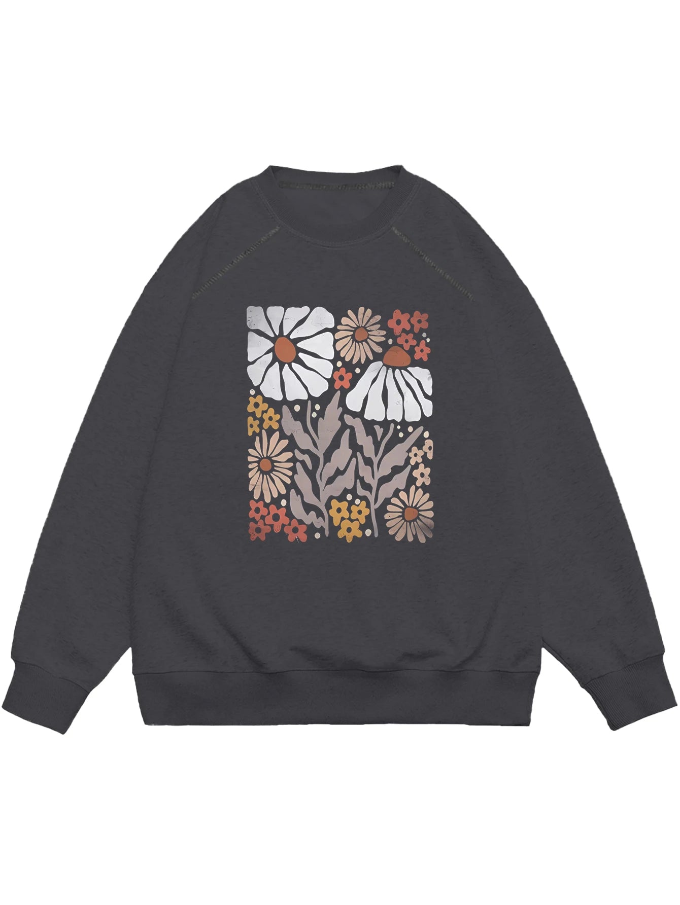 CITSLX Bohemian floral wildflower print sweatshirt crew neck casual sweatshirt Fall/Winter women's shoulder hoodie