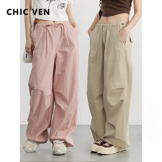 CITSLX CHIC VEN Women's Pants Loose Retro Wide Leg Casual Hip Hop Trousers for Woman Fashion Clothing Girl Joggers 2024 Summer New