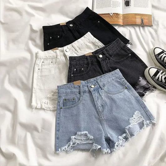 CITSLX Casual High Waist Denim Shorts Women Summer Pocket Tassel Hole Ripped jeans Short Female Femme Short Pants Women