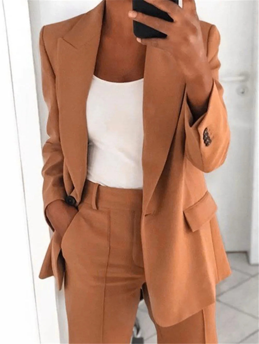 CITSLX Casual Long Sleeve Suit Coat Pants Set Office Lady Spring Autumn Solid Blouse Trouser Two Piece Set Women Outfit 2024 Tops