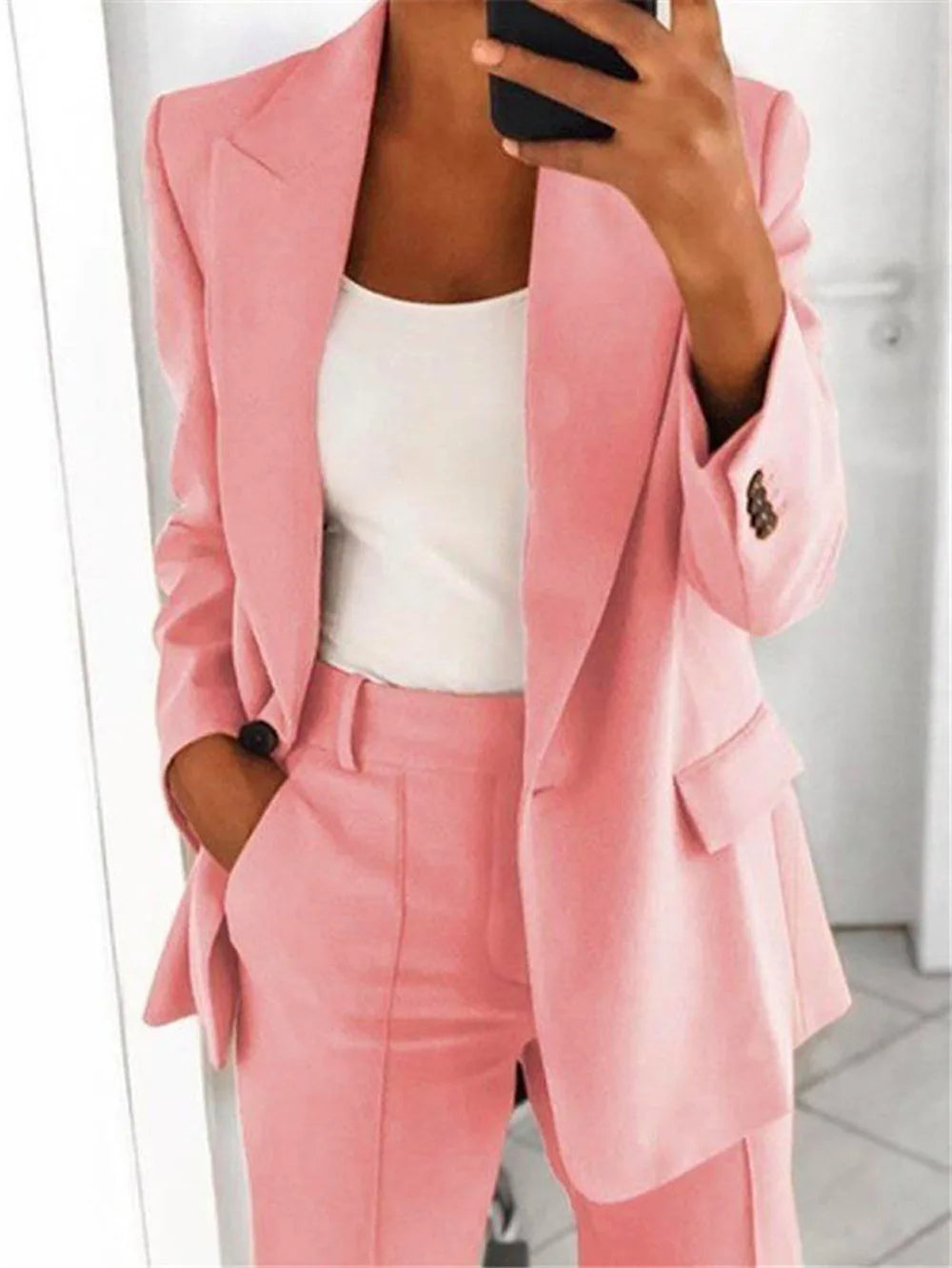 CITSLX Casual Long Sleeve Suit Coat Pants Set Office Lady Spring Autumn Solid Blouse Trouser Two Piece Set Women Outfit 2024 Tops