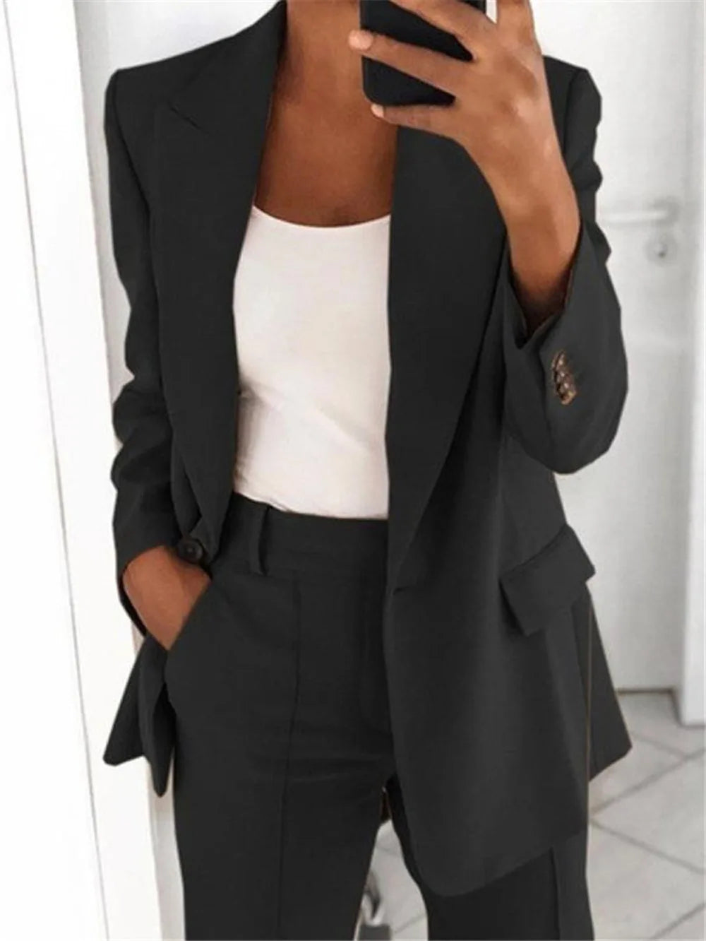 CITSLX Casual Long Sleeve Suit Coat Pants Set Office Lady Spring Autumn Solid Blouse Trouser Two Piece Set Women Outfit 2024 Tops