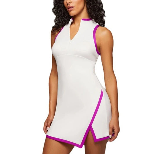 CITSLX Clash Color Women Yoga Tennis Dress Sleeveless Quick Dry Breathable Workout Training Dress