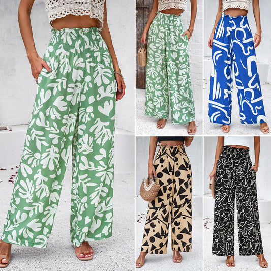 CITSLX Elegant Temperament Ladies Printing Loose Wide Leg Straight Trousers Spring and Summer Hot Sale Casual Fashion Trousers New 2024