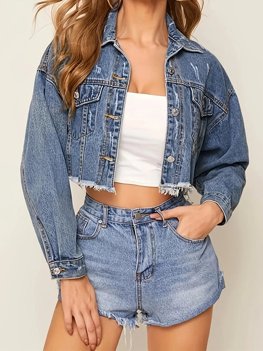 CITSLX European and American cross-border denim jacket trend street personality casual style short top denim jacket for women