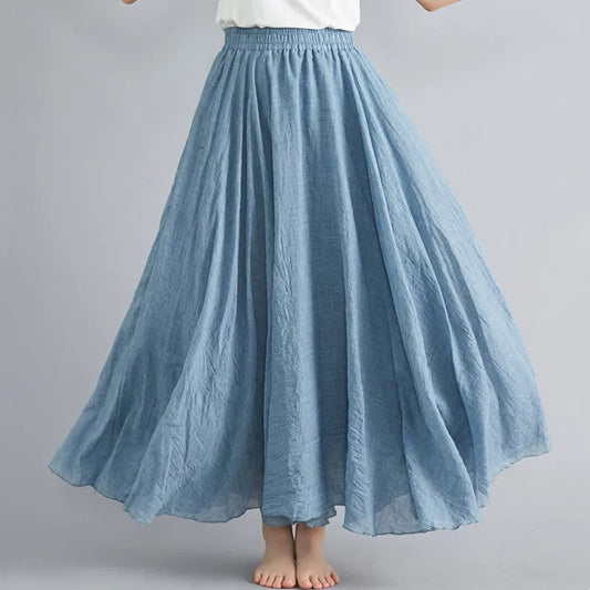 CITSLX Fashion Cotton Linen Clothes Women Skirts Maxi Y2k Elegant Beach Saia Ropa Mujer Casual Vestido Boho Long Skirt Faldas Harajuku