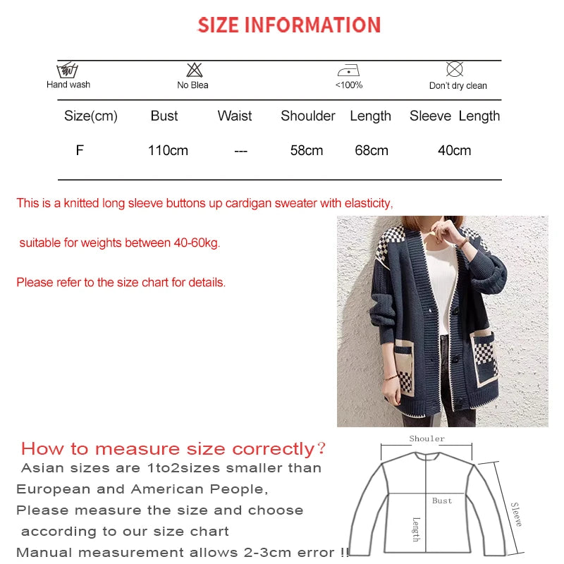 CITSLX HELIAR Women V-Neck Buttons Up Cardigan Sweater Plaid Patchwork Coat With Pockets Long Sleeve Office Casual Sweater Fall Winter