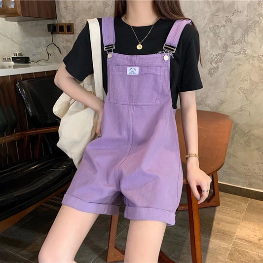 CITSLX HI-FASHION Summer Vintage Purple Jean Jumpsuit Women Cotton Wide Legs Bib Female Overalls Woman Personality Denim Rompers