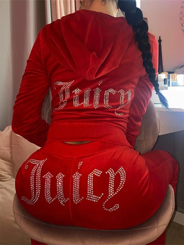 CITSLX LMY New Juicy Tracksuit Women two piece set velour suits velvet zipper sweatshirt and pants velvet sweatshirt woman tracksuit