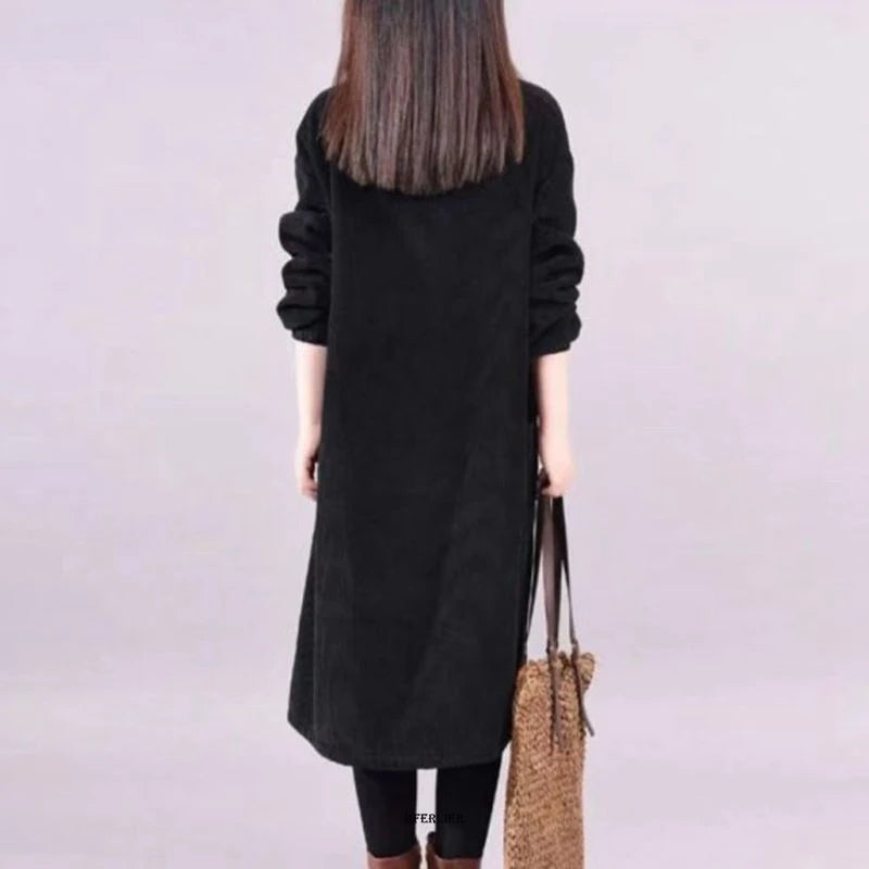 CITSLX Large Size Women Dress Winter Dress Women Lady Vestidos Long Sleeve Warm Long Dress