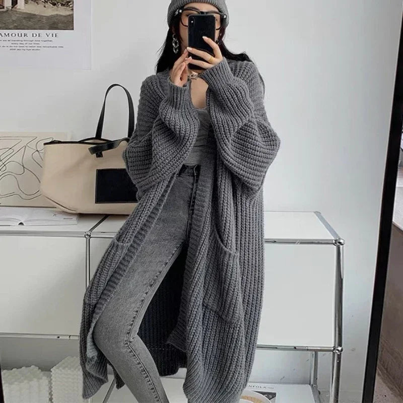 CITSLX Long Cardigan 2024 Spring Knitted Women Loose V-neck Autumn Winter Elegant Sweet Outerwear Maxi Y2k Sweater Coat Soft Jacket