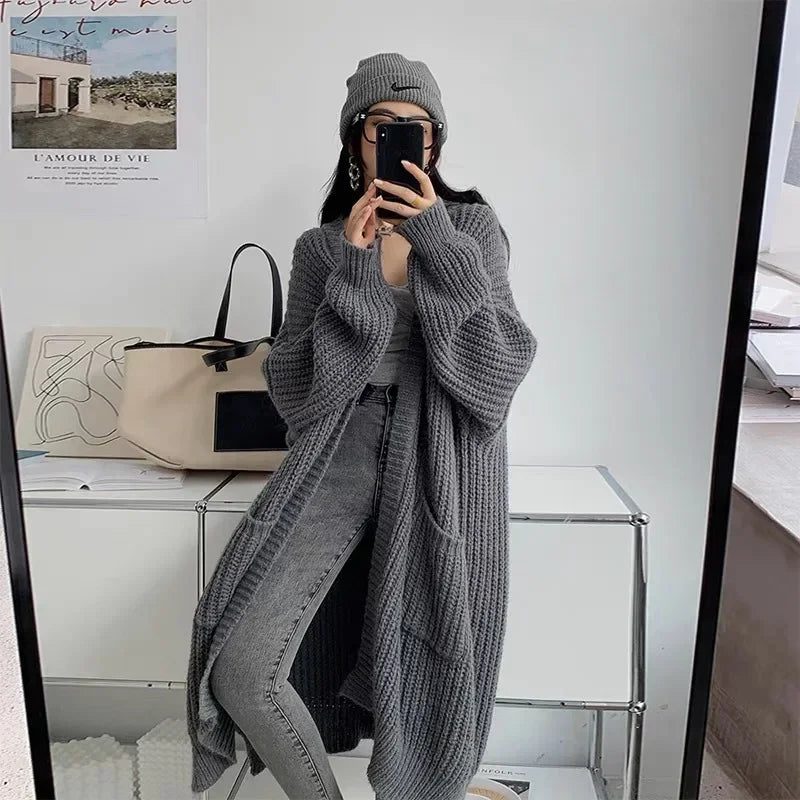 CITSLX Long Cardigan 2024 Spring Knitted Women Loose V-neck Autumn Winter Elegant Sweet Outerwear Maxi Y2k Sweater Coat Soft Jacket