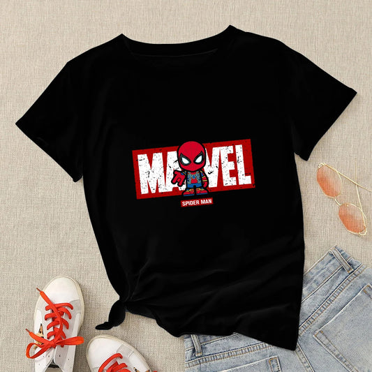 CITSLX Marvel T-shirts Woman Hipster Black Spiderman Shirt Streetwear Summer Harajuku T Shirt Short Sleeve Tops Tee Clothes For Women