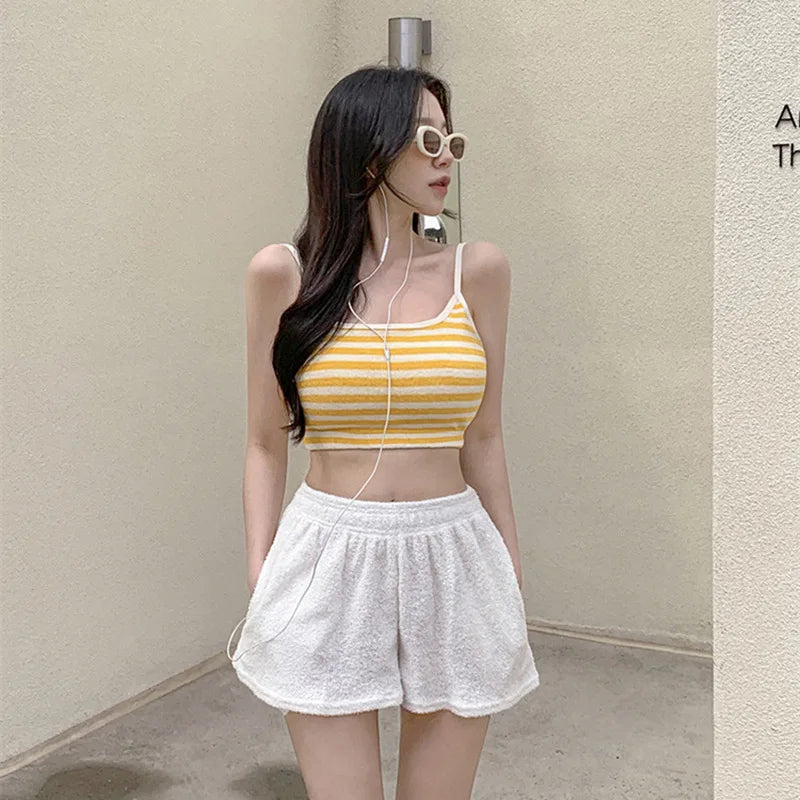 CITSLX New Striped High Waist Bikinis Three Pieces Swimsuit Women Swimwear Sports Beach Wear Bathing Suits Korean Bikini Set Pool 2024