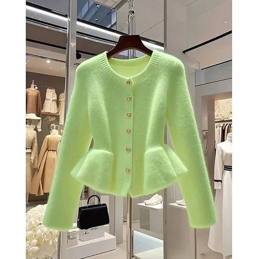 CITSLX New Sweater Cardigan Women Autumn Winter Women's High Quality Temperament Long Sleeve Waist Knitwear Jacket Female Coat Tops