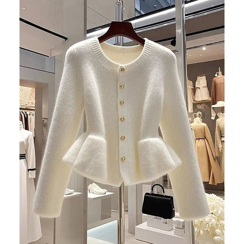 CITSLX New Sweater Cardigan Women Autumn Winter Women's High Quality Temperament Long Sleeve Waist Knitwear Jacket Female Coat Tops