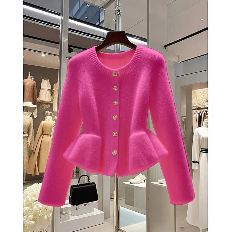 CITSLX New Sweater Cardigan Women Autumn Winter Women's High Quality Temperament Long Sleeve Waist Knitwear Jacket Female Coat Tops