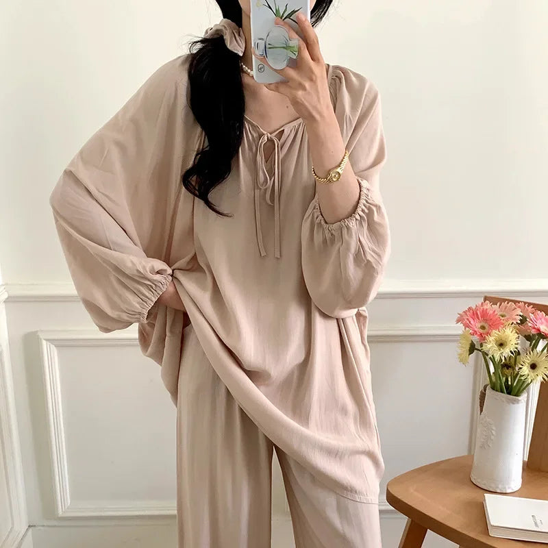 CITSLX Pajamas Women's Clothing Suits Spring Thin Home Soft Cozy Simple Relaxed Casual Skinny Temperament Warm Freshness Fashionable