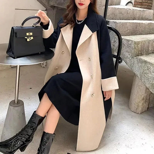 CITSLX Plus Size 2024 Autumn/Winter New Women's Fashionable Versatile Medium-Length Wool Jacket Slimming Elegant Spring/Autumn Overcoat